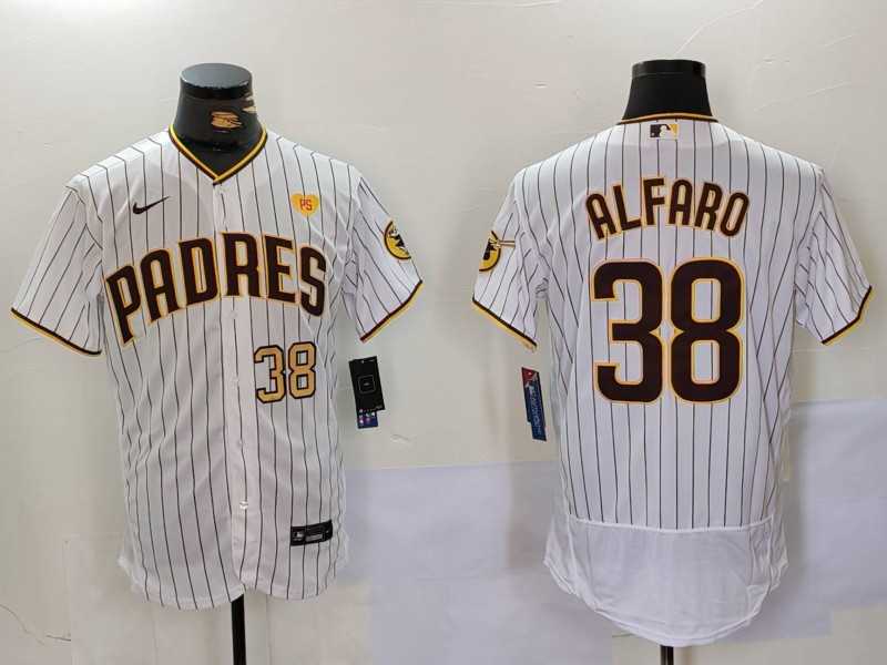 Men%27s San Diego Padres #38 Jorge Alfaro White With PS Patch Stitched Flex Base Jerseys->milwaukee brewers->MLB Jersey